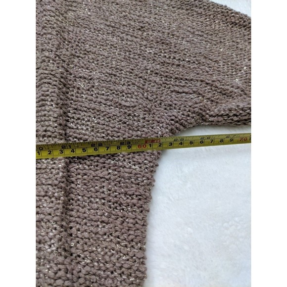 Chicos Womens Sweater Beige Sparkle Cardigan Open Front Short Sleeve Size S / M - Picture 4 of 10